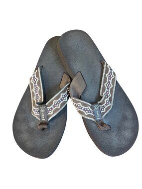 Reef Flip Flops Women's Size 10 Brown Fabric Thong Sandal Outdoors Beach Summer